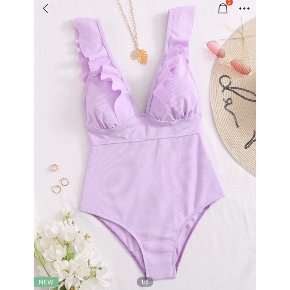 SHEIN ONE PEICE LILAC BATHING SUIT